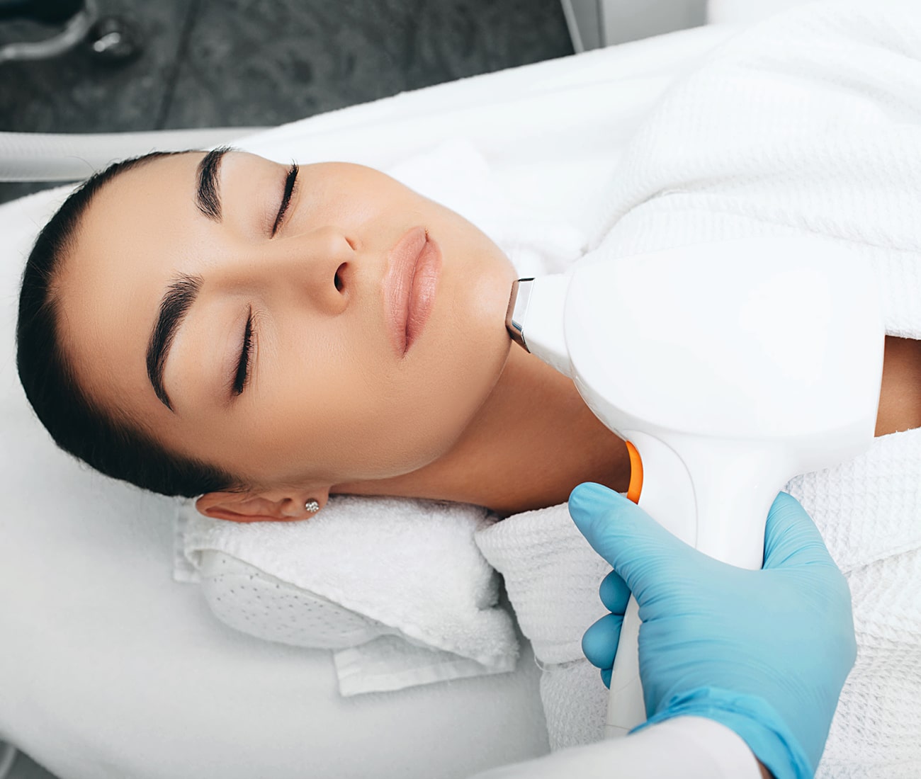 A Patient Receiving Laser Hair Removal Treatment