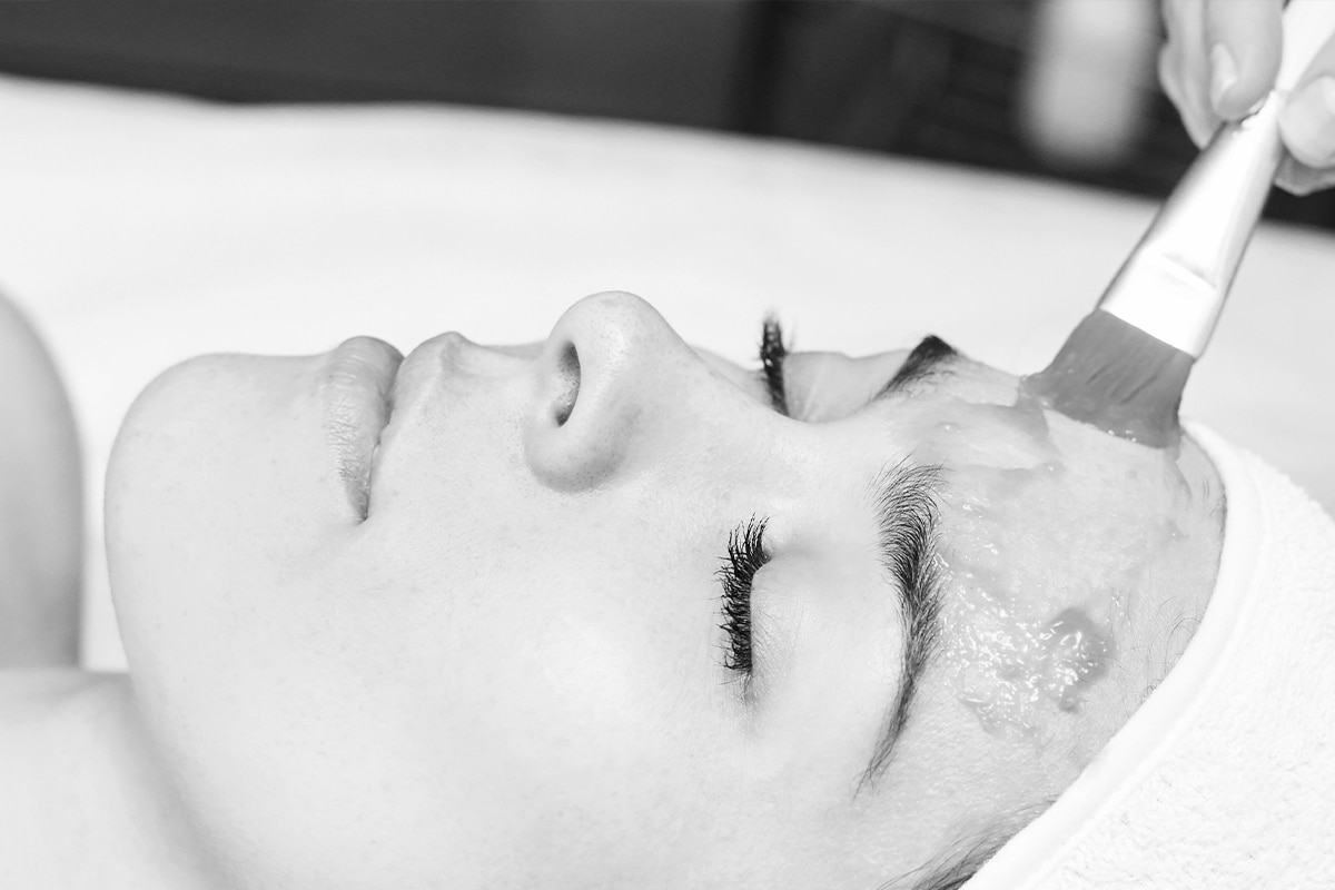 Woman Getting Facial, Black And White Photo